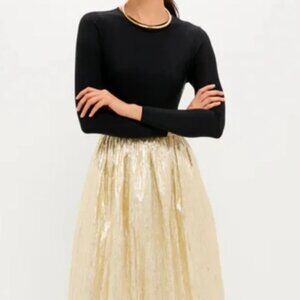 NWOT Hyacinth House Tuckernuck Gold Plisse & Black  Schuyler Maxi Dress XL